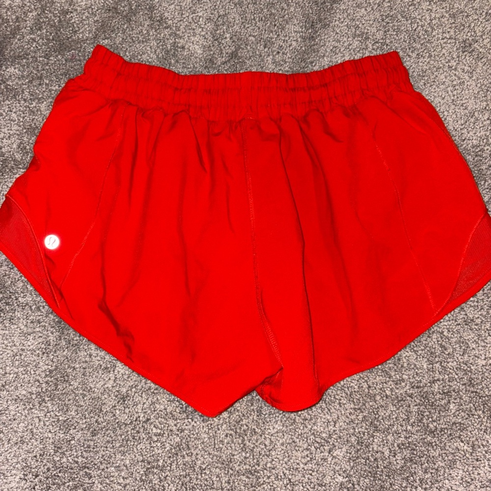 Red Lululemon Hotty Hots, size 8, 2.5 inch inseam